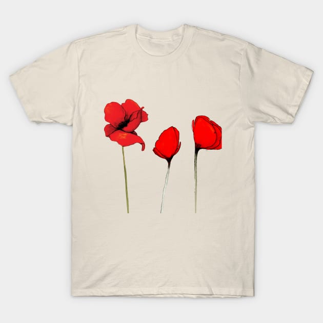 Red Poppies T-Shirt by TatianaBS